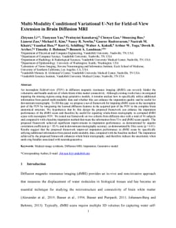 Multi-Modality Conditioned Variational U-Net for Field-of-View Extension
  in Brain Diffusion MRI