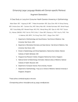 Enhancing Large Language Models with Domain-specific Retrieval Augment
  Generation: A Case Study on Long-form Consumer Health Question Answering in
  Ophthalmology