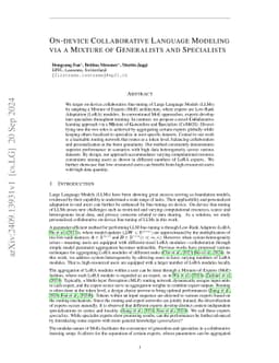 On-Device Collaborative Language Modeling via a Mixture of Generalists and Specialists