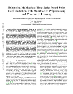 Enhancing Multivariate Time Series-based Solar Flare Prediction with
  Multifaceted Preprocessing and Contrastive Learning