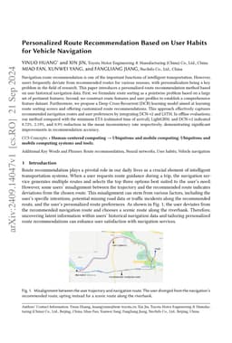 Personalized Route Recommendation Based on User Habits for Vehicle
  Navigation