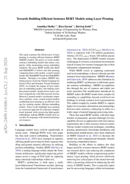 Towards Building Efficient Sentence BERT Models using Layer Pruning