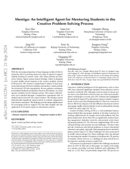 Mentigo: An Intelligent Agent for Mentoring Students in the Creative
  Problem Solving Process