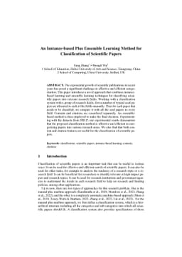 An Instance-based Plus Ensemble Learning Method for Classification of
  Scientific Papers