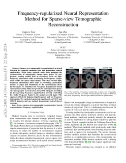 Frequency-regularized Neural Representation Method for Sparse-view
  Tomographic Reconstruction