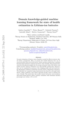 Domain knowledge-guided machine learning framework for state of health
  estimation in Lithium-ion batteries