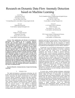 Research on Dynamic Data Flow Anomaly Detection based on Machine
  Learning