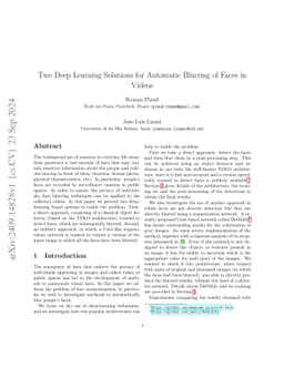 Two Deep Learning Solutions for Automatic Blurring of Faces in Videos
