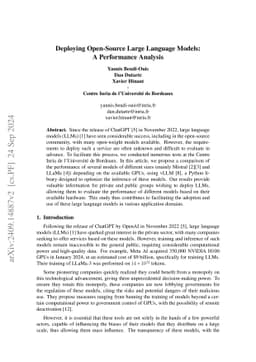 Deploying Open-Source Large Language Models: A performance Analysis