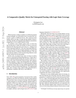A Comparative Quality Metric for Untargeted Fuzzing with Logic State
  Coverage