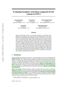 Evaluating Synthetic Activations composed of SAE Latents in GPT-2
