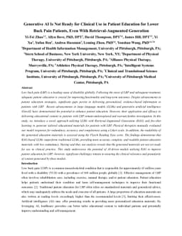 Generative AI Is Not Ready for Clinical Use in Patient Education for
  Lower Back Pain Patients, Even With Retrieval-Augmented Generation