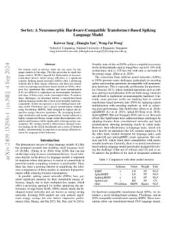 Sorbet: A Neuromorphic Hardware-Compatible Transformer-Based Spiking
  Language Model