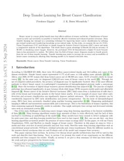 Deep Transfer Learning for Breast Cancer Classification