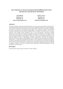 Electrooptical Image Synthesis from SAR Imagery Using Generative
  Adversarial Networks