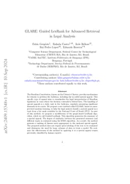 GLARE: Guided LexRank for Advanced Retrieval in Legal Analysis