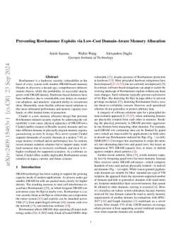 Preventing Rowhammer Exploits via Low-Cost Domain-Aware Memory
  Allocation