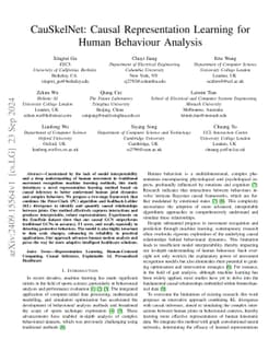 CauSkelNet: Causal Representation Learning for Human Behaviour Analysis
