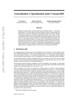 Generalization vs. Specialization under Concept Shift