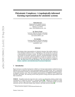 Polyatomic Complexes: A topologically-informed learning representation
  for atomistic systems