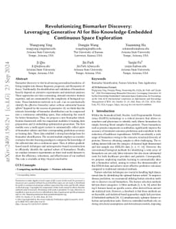 Revolutionizing Biomarker Discovery: Leveraging Generative AI for
  Bio-Knowledge-Embedded Continuous Space Exploration