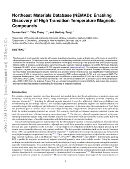 Northeast Materials Database (NEMAD): Enabling Discovery of High
  Transition Temperature Magnetic Compounds