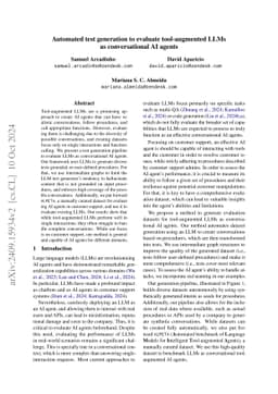Automated test generation to evaluate tool-augmented LLMs as
  conversational AI agents