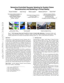 Semantics-Controlled Gaussian Splatting for Outdoor Scene Reconstruction
  and Rendering in Virtual Reality