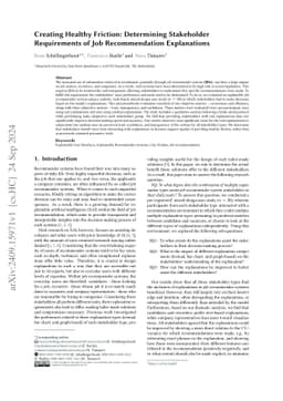 Creating Healthy Friction: Determining Stakeholder Requirements of Job
  Recommendation Explanations
