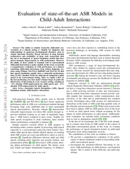 Evaluation of state-of-the-art ASR Models in Child-Adult Interactions
