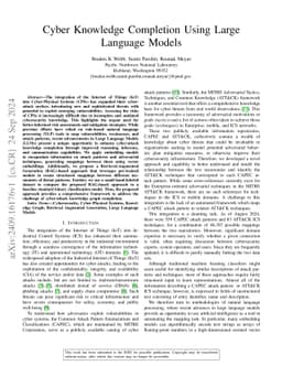 Cyber Knowledge Completion Using Large Language Models