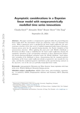 Asymptotic considerations in a Bayesian linear model with
  nonparametrically modelled time series innovations