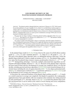 Low-degree Security of the Planted Random Subgraph Problem
