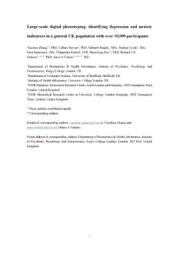 Large-scale digital phenotyping: identifying depression and anxiety
  indicators in a general UK population with over 10,000 participants