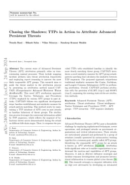 Chasing the Shadows: TTPs in Action to Attribute Advanced Persistent
  Threats