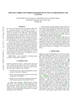 Spelling Correction through Rewriting of Non-Autoregressive ASR Lattices