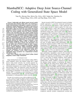 MambaJSCC: Adaptive Deep Joint Source-Channel Coding with Generalized
  State Space Model