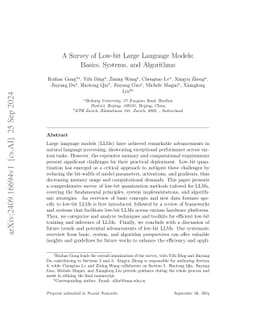 A Survey of Low-bit Large Language Models: Basics, Systems, and
  Algorithms