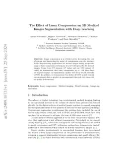 The Effect of Lossy Compression on 3D Medical Images Segmentation with
  Deep Learning