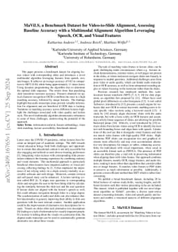 MaViLS, a Benchmark Dataset for Video-to-Slide Alignment, Assessing
  Baseline Accuracy with a Multimodal Alignment Algorithm Leveraging Speech,
  OCR, and Visual Features