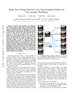 Robust Scene Change Detection Using Visual Foundation Models and Cross-Attention Mechanisms
