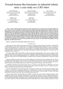 Towards human-like kinematics in industrial robotic arms: a case study
  on a UR3 robot
