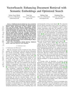 VectorSearch: Enhancing Document Retrieval with Semantic Embeddings and
  Optimized Search