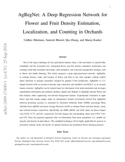 AgRegNet: A Deep Regression Network for Flower and Fruit Density Estimation, Localization, and Counting in Orchards