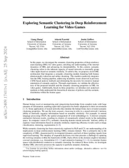 Exploring Semantic Clustering in Deep Reinforcement Learning for Video
  Games