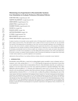 Minimizing Live Experiments in Recommender Systems: User Simulation to
  Evaluate Preference Elicitation Policies
