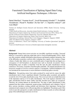 Functional Classification of Spiking Signal Data Using Artificial
  Intelligence Techniques: A Review