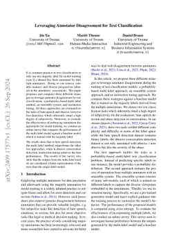 Leveraging Annotator Disagreement for Text Classification