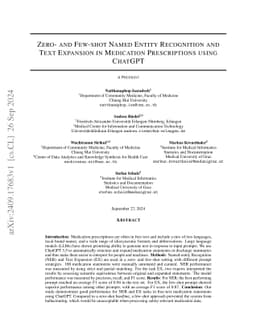 Zero- and Few-shot Named Entity Recognition and Text Expansion in
  Medication Prescriptions using ChatGPT