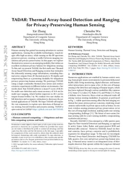 TADAR: Thermal Array-based Detection and Ranging for Privacy-Preserving
  Human Sensing